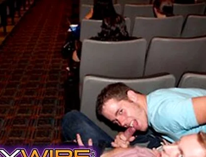 Strangers Meet And End Up In A Steamy Back Row Fuck During A Public Movie Showing
