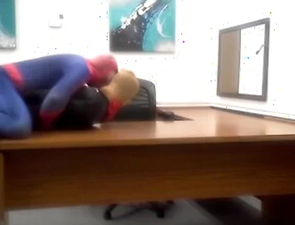 Spiderman Humps Robber He Finds In An Office