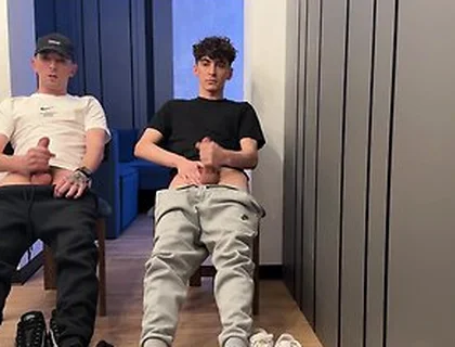 Two Lads Jerking Off Uncut Dick And Cum