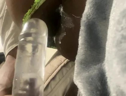 Black Solo Anal Sliding Green Jockmail Thong to the Side