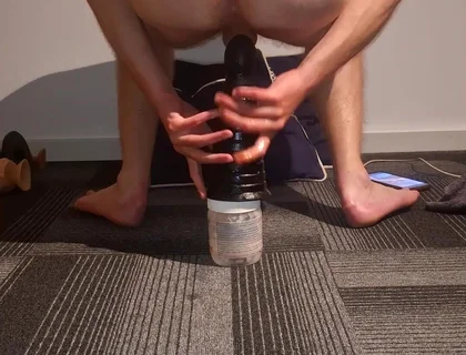 Anal! Twink Boy Pyramid Dildo Riding