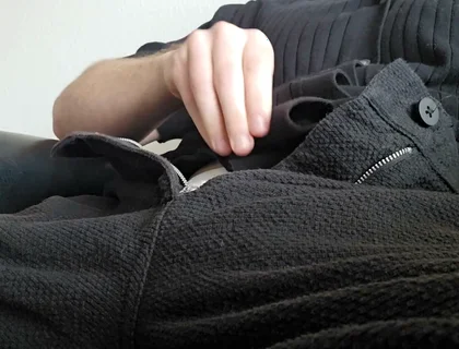 Lunch Break - Hot Stepdaddy Rubs His Fat Cock Through White Calvin Klein