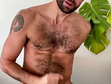 Solo Jerking Big Cock and Hanging Balls