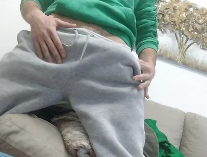 Sweaty and Horny I Return From Running and Massage His Big Monster for a While