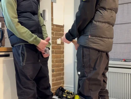 Came Back From Outside and Emptied Full Dicks on Black Pants
