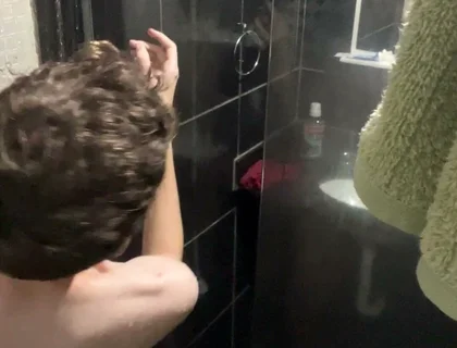 Skinny Twink Taking a Shower and Showing His Full Naked Body