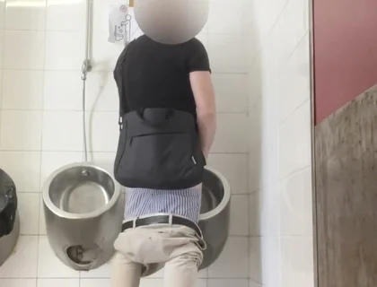 Amateur Straight Boy Trying to Get Caught at Public Urinal