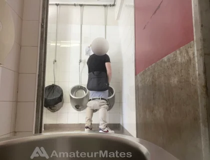 Amateur Straight Boy Trying to Get Caught at Public Urinal
