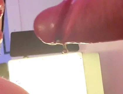 Penis Cage Gloryhole I Free His Long Cock with Foreskin and Frenulum Piercing