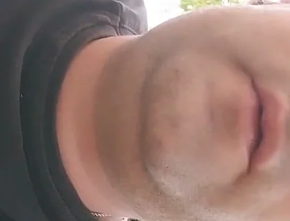 Smoking Outdoor and Showing Balls and Soft Uncut Cock