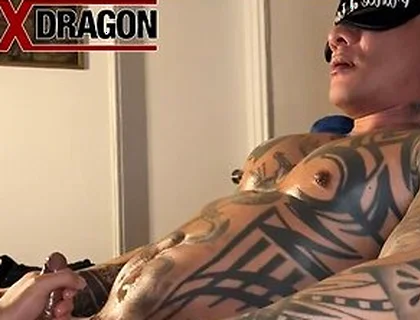 Inked Asian Dilf Damian Dragon Relaxes As His Sub Strokes His Dick