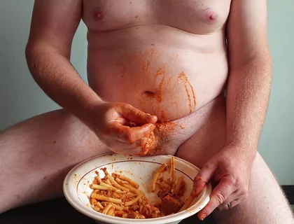 I Jerk off with My Dinner and Piss in It and I End up Cumming on a Cookie to Eat It All