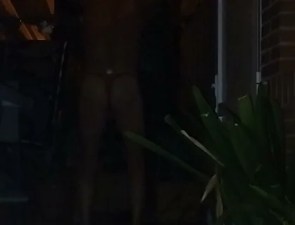 In a Thong Rubbing My Ass on the Terrace