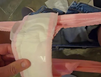 Big Pad Placement and Maxi-pad Changing Progress in Bathroom