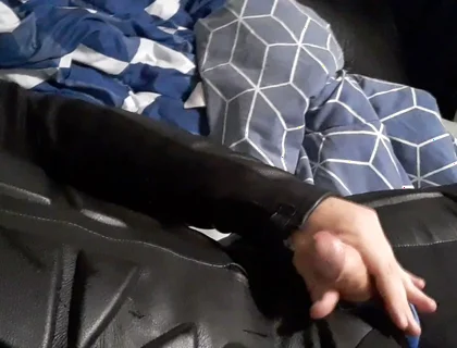 Biker Cums in Leather Moto Race Suit