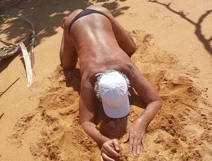 Ladysilva Femboy on the Beach Tanning Her Hot Ass in Bikini