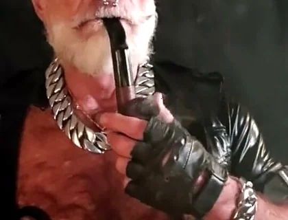 Stepdaddy Smokes His Big Pipe While Playing Nips