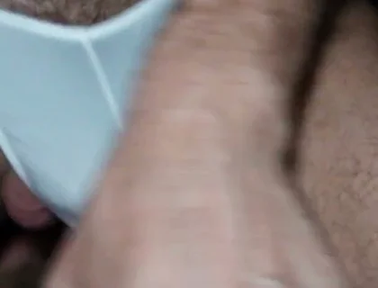 White Thong and Fishnets - Wet Precum Tease and Loud Solo Finish