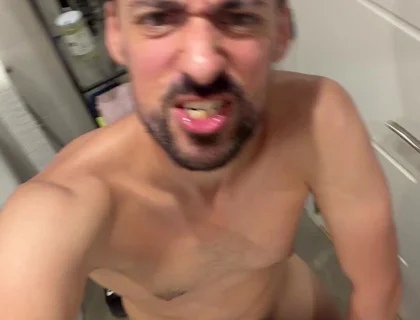 Hot Stepdaddy Jerks off and Nuts in Bathroom