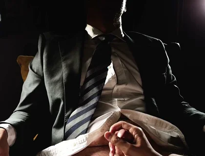 Mysterious Suited Guy Got Edged in a Working Suit