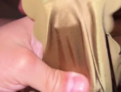 Cum in Silky Satin Green Panties