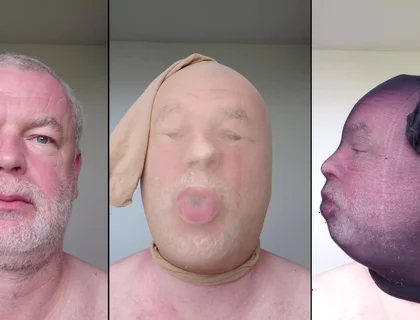 Selfie Collage with Masks Made of Tights