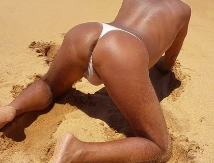 Ladysilva on the Beach in Sexy Panties Tanning Her Hot Ass