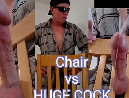 Huge Cumshot From Huge Cock Stuck in Chair