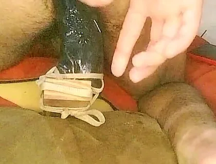 Sitting on the Thick Dildo