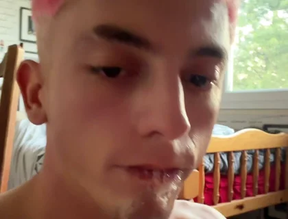 Twink Sucks His Xxl Dildo and Moans