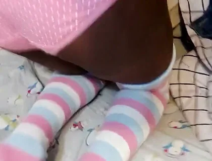 Black Femboy Shows You His Panties Bulge and Ass