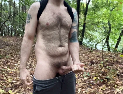 Handsome Buddy Jerking off by the Lake at His Local Park Exposed Dick Don Cock Penis Hairy Bator Solo Sexual