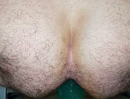 Fucking My Ass with Huge Green Dildo to the Bottom Close-up