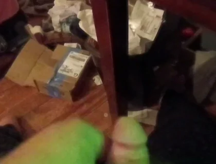 Cumming with a Green Glowing Light