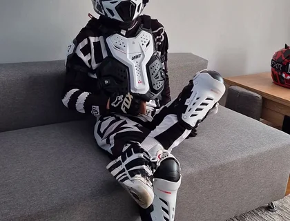 Motorcyclist in Gear Cum Hot on Himself
