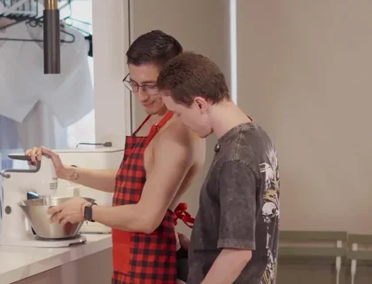 Kitchen Breeding I Caught Him Baking Naked And I Fuck Him Hard Bareback Until Creampie