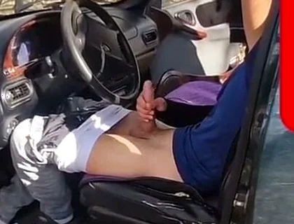 I Spied on a Straight Guy While He Was Jerking off His Huge Penis in the Car and Gave Him a Hand Job.