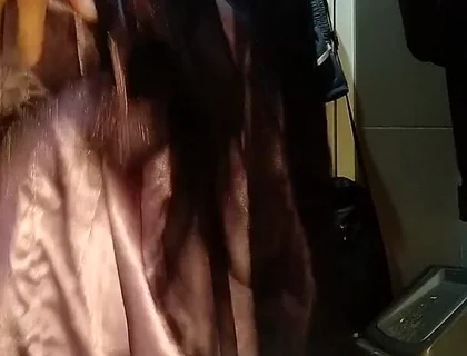 Masturbating Wearing Cute and Gorgeous Satin Longdress