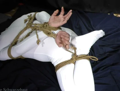 Zeus Bound in Spandex: Ball Gag, Rope Challenge and One Liter of Water