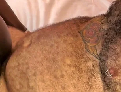 Hotel Sheets Soaked Ink-covered Stepdaddy Stretches Eager Stud, Creampie Payoff