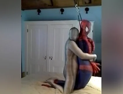 Zentai Croc Has Some Fun With Captured Dummy Spiderman