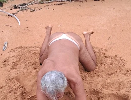 Ladysilva Crossdress in Panties on the Beach Showing off Her Big Hot Junda