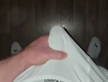 Heavy Load! German-russian Squirts Through the Fabric of the White Ck Boxers!