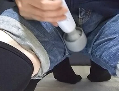 A Boys Stepdaughter Wearing Jeans Pee While Playing With An Electric Massager