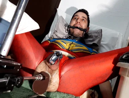 October 2021 Ricky Cage Live Show - Cock-locked Superhero Takes Dicks in Ass and Mouth!