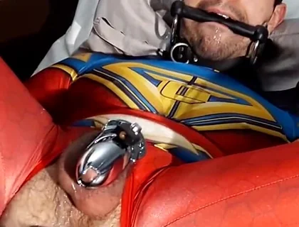 October 2021 Ricky Cage Live Show -- Cock-locked Superhero Takes Dicks in Ass and Mouth!