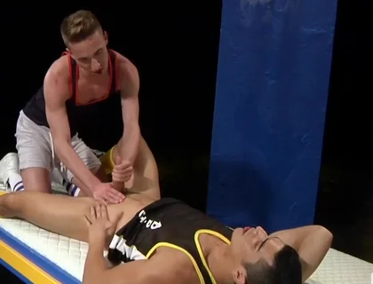 Ashtons Hand Helps With Sit-ups & Short Cocks With Lance Luciano And Ashton Webber