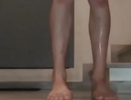 Masturbating Totally Naked in Staircase