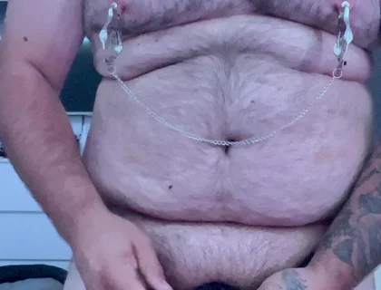 Cock and Ball Bondage with Nipple Clamps and Butt Plug