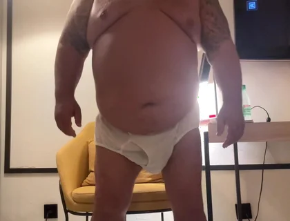 Large Older Giant Gentleman Has a Huge Belly and Hands Free Orgasms